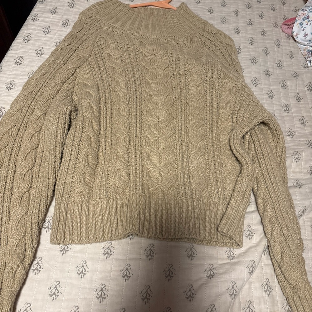 a new day Cable Knit Cowl Sweater - Beige